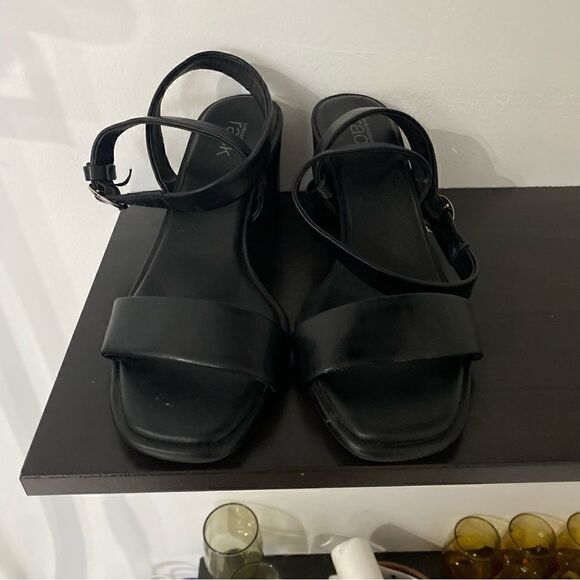 Nordstrom Rack Black High Heel Sandals With Strap Up Leg Women's Size 6.5 - Picture 3 of 6